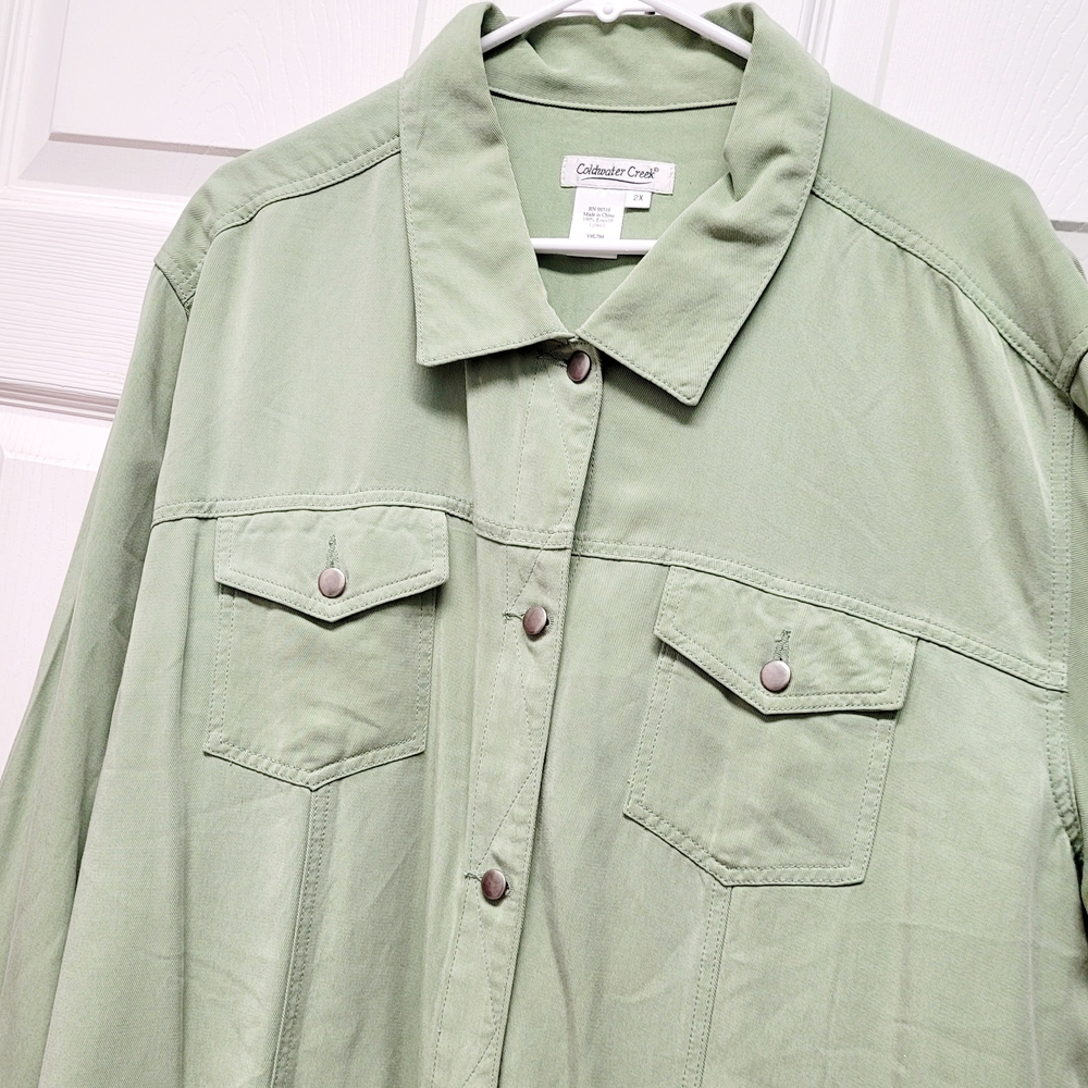 Coldwater Creek Sage Green Shirt Jacket - Picture 2 of 7